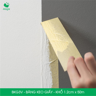 BKG3V - Block 24 cuộn băng keo giấy khổ 1.2cm x 50m - Băng dính giấy viết được, chặn màu sơn