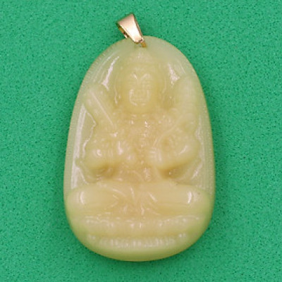 Mặt dây chuyền Hư Không Tạng Bồ Tát thạch anh vàng 4.3cm MTVO6 - phật bản mệnh tuổi Sửu, Dần