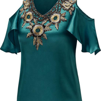 Áo trễ vai nữ thiêu hoa dành cho người mập