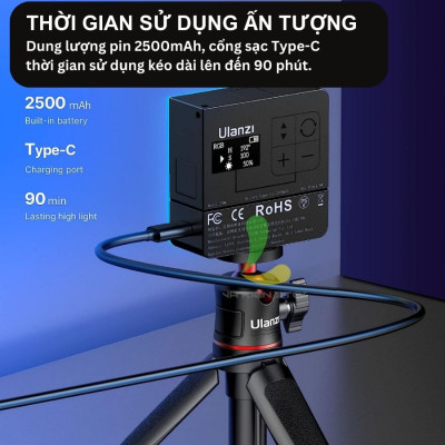 Đèn hỗ trợ quay phim chụp ảnh ULANZI VL49 RGB PRO - Đèn Led đổi màu RGB Tích Hợp pin sạc 2500mAh - Hàng nhập khẩu
