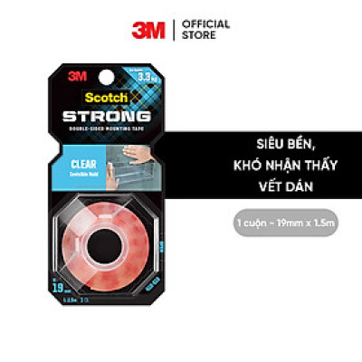 Băng keo hai mặt trong suốt Scotch 3M 410 - M19 - Dính siêu tốt, độ bền cao, chống tia UV, kéo nhẹ nhàng, cắt dễ dàng