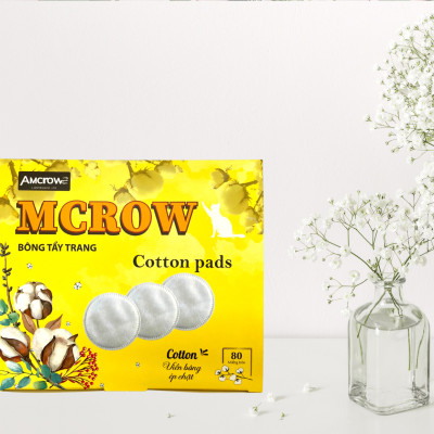 Bông tẩy trang tròn ép viền hộp 80 miếng MCROW 