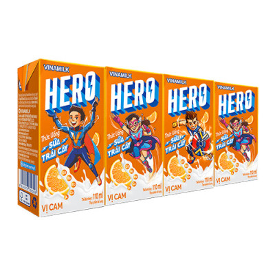 Thức uống sữa trái cây vị cam Vinamilk Hero - Thùng 48 hộp 110ml