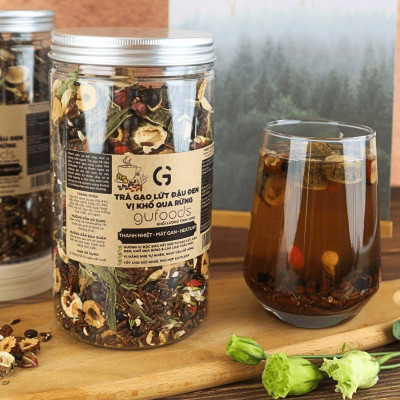 [Vị Khổ Qua Rừng] Combo 2 Hộp Trà Gạo Lứt Đậu Đen GUfoods 500g - Thanh Nhiệt, Giải Khát, Cải Thiện Giấc Ngủ