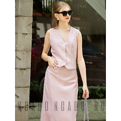 Set hồng áo gile chân váy bút chì NGADO , set đồ nữ , Áo gile nữ , Set gile nữ , Đồ công sở , Đồ thiết kế