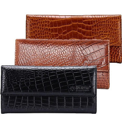 Bóp da nữ vân cá sấu nhỏ 3 gấp lửng nhiều màu Huy Hoàng HP3148-49-50