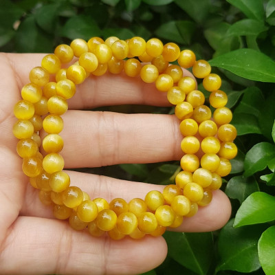 Vòng tay nữ đá mắt hổ tự nhiên vàng anh vip 6mm quấn tay 3 vòng đẹp vòng màu vàng anh tươi đẹp hợp nữ mệnh kim mệnh thổ mệnh thuỷ đeo tay may mắn xinh đẹp sang tay ạ