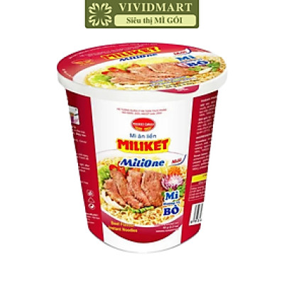 COLUSA - Mì ly Miliket hương vị Bò, Mì Miliket ly Bò, Mì bò ly Miliket, Miliket mì ly bò (65g/ly)