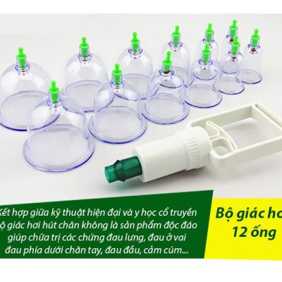 Bộ Giác Hơi, Loại 12 Ống, Bộ Giác Hơi Không Dùng Lửa, Giảm Đau Lưng, Nhức Mỏi