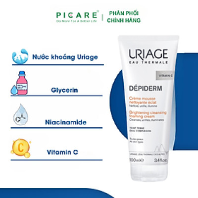 Sữa Rửa Mặt Uriage Depiderm Mousse Nettoyante Eclat làm Sáng, Sạch và Thanh Khiết Làn Da