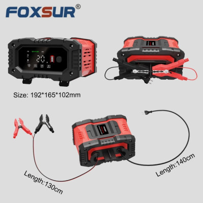 Sạc Bình FOXSUR 12V-24V - Hàng Nhật 300Ah, Thông Minh 7 Giai Đoạn Tự Ngắt, Phục Hồi Ắc Quy