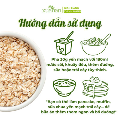 Yến Mạch Nguyên Chất Ăn Liền Xuân An [ko đường] Hộp 400G(Tặng Kèm 1 Túi Yến Mạch 150G)