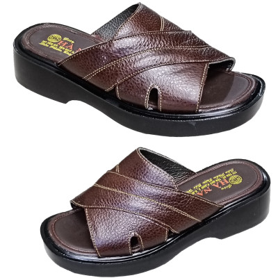 Dép Nam Quai Ngang Da Bò Thật HÀ NAM Đế Cao Dành Cho Người Thấp DN2041