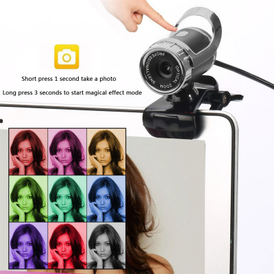 HXSJ LG-68 Computer Webcam USB Web Cam with Sound-absorbing Microphone Support One-button Photograph for PC Laptop