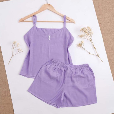 Đồ bộ nữ 2 dây mặc nhà VannhShop chất vải đũi xước Hàn Quốc nhẹ nhàng thoải mái có độ co giãn tốt