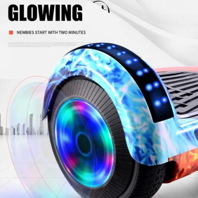 Xe Điện Cân Bằng 2 bánh lớn 6.5 inch Kèm tay chống - Nhạc - Bluetooth tặng miếng bảo vệ + đồng hồ LED + tặng đồ bảo hộ - Hàng Nhập Khẩu