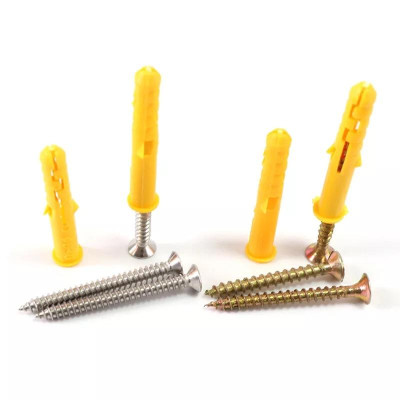 Set 10 Nở Nhựa màu Vàng 6 - 8mm Kèm Vít Inox 304 - Hàng Tốt, Vít Inox Nở Đóng Tường Chắc Chắn, Chống Gỉ, Tiện Dụng Trong Gia Đình- TakyHome 5080