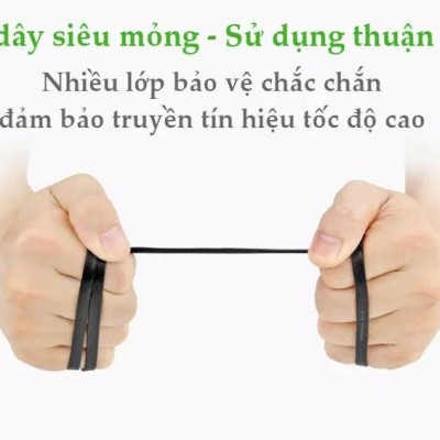 Ugreen UG50177NW102TK 8M màu Đen Cáp mạng LAN CAT6 dây dẹt - HÀNG CHÍNH HÃNG