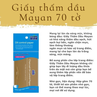Combo 5 Giấy Thấm Dầu Mayan (70 Tờ Phấn)