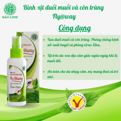 [Combo 3 Chai 60ml] Xịt Xua Đuổi Muỗi Và Côn Trùng Fly@Way Bảo Linh, 100% Thảo Dược Từ Thiên Nhiên, An Toàn Cho Bé và Cả Gia Đình