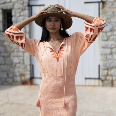 Đầm Boho Thêu Cotton Cao Cấp Luna Llena