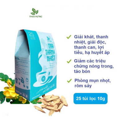 Trà Thanh nhiệt Thái Hưng 25 túi lọc x 8g (200g) - Thanh lọc, giải nhiệt, mát huyết, lợi tiểu