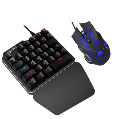 Bộ bàn phím chuột HXSJ J100 + A885 35 phím Mini USB có dây 5500DPI 6 nút LED Bộ bàn phím chơi game quang học 