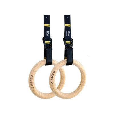 Vòng treo gỗ Gymnastic Rings Cleacco có vạch kẻ số , khóa cài thông minh tiện lợi , chắc chắn treo xà đơn , các bài tập dip rings , street workout , bảo hành 12 tháng - BORO SPORT