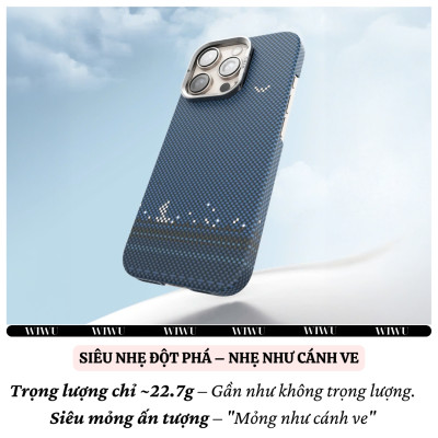 Ốp lưng sợi Aramid Carbon Kevlar sạc từ tính cho iPhone 16 Pro Max / iP 16 Pro hiệu WIWU Aramid Armor Magnetic - Khung viền camera kim loại kim giá đỡ, chất liệu cao cấp - hàng nhập khẩu