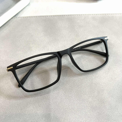 Kính gọng nhựa dẻo Hàn Quốc Mắt vuông to unisex màu đen nhám cho nam nữ