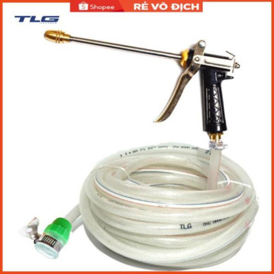 Bộ dây vòi xịt nước rửa xe,tưới cây .tăng áp 3 lần,loại 3m, 5m 206318H đầu đồng, đai+ tặng túi đựng bút