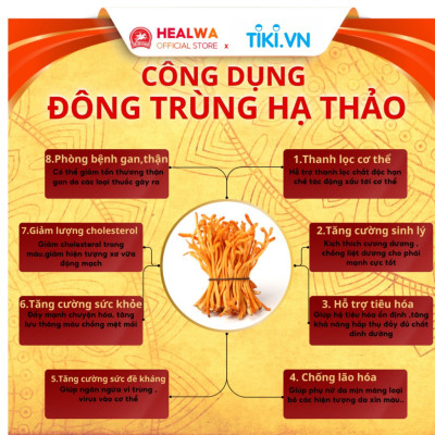 Đông trùng hạ thảo sấy thăng hoa thượng hạng Healwa 15g Hàng chính hãng