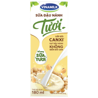 Thùng Sữa đậu nành Tươi Vinamilk 180ml - 48 hộp/Thùng