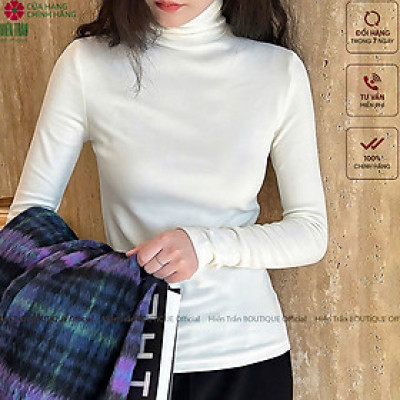 Áo giữ nhiệt nữ Hiền Trần BOUTIQUE cổ lọ dài tay chất vải cotton mềm mại kiểu dáng suông phong cách thanh lịch A14 Women