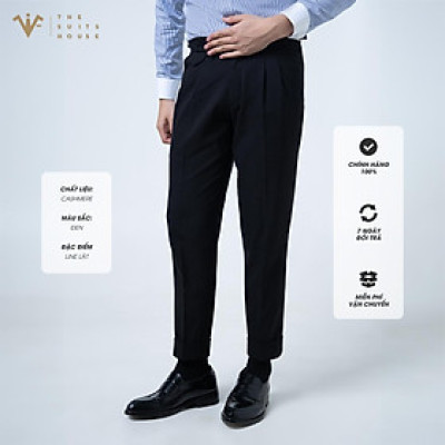 Quần tây ĐEN SIDE TAB, LAI LẬT, co giãn 2 chiều, chuẩn form Menswear, hàng cao cấp
