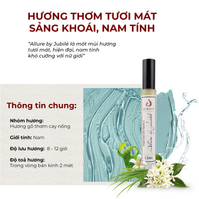 Set Tinh dầu nước hoa Pháp nam Allure by Jubilé Dạng lăn 12ml + Dạng xịt 5ml Thơm Lâu, Sang Trọng