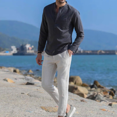 Áo sơ mi hàn quốc cổ tàu, sơ mi mới về 2024, đơn giản, thanh lịch