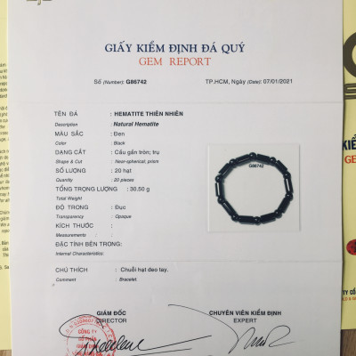 Combo Vòng đeo tay Phong Thủy Hỗ Trợ sức khỏe, Chất liệu đá HEMATITE tự nhiên, Kèm bản PHOTOCOPY giấy kiểm định, Kèm TÚI NHUNG.