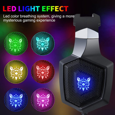 Tai nghe chơi game có dây ONIKUMA K8 với Bộ điều khiển 50mm Micrô có thể uốn cong,Hiệu ứng ánh sáng