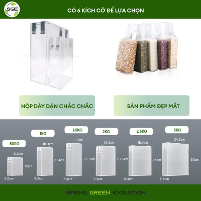 Hộp định hình gạo RB500. Chế tạo từ nhựa acrylic đặc biệt dày dặn và cứng cáp, chịu được lực tác động cao từ bên ngoài. Hàng chĩnh hãng Thái Lan