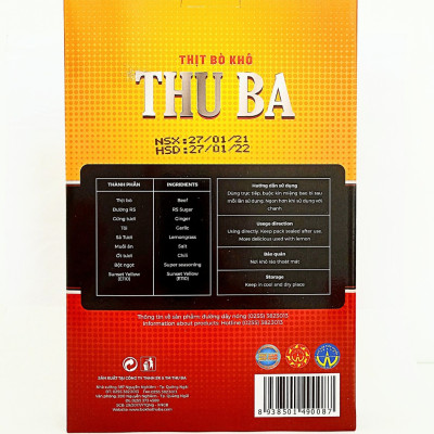 Bò khô Thu Ba 250gr dạng sợi, ăn vặt, biếu quà Tết