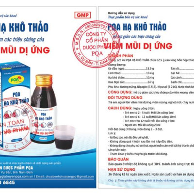 [2 hộp] Hạ Khô Thảo PQA Hỗ Trợ Thông Mũi, Thông Thoáng Đường Thở Và Viêm Mũi Dị Ứng Hộp 125ml