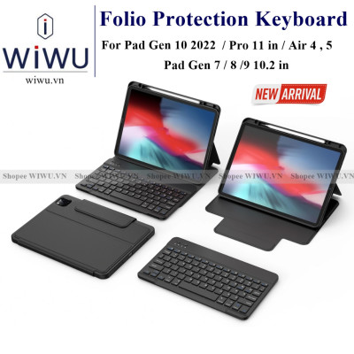Bao da bàn phím IPad Gen 10 2022/ Pro 11 in M1 /M2 /Air 4, 5 10.9 / Gen 9 10.2 inch WIWU Folio Protective Keyboard Case - Hàng chính hãng