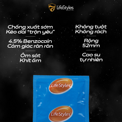 Bộ 4 Hộp Bao Cao Su LifeStyles Love Time Cao Cấp Kéo Dài Thời Gian Hộp 3 bao