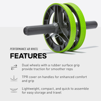 Con Lăn Tập Cơ Bụng, Bánh Xe Đẩy ADIDAS ADAC-11407 Performance AB Wheel (1 Cái) - Hàng Chính Hãng