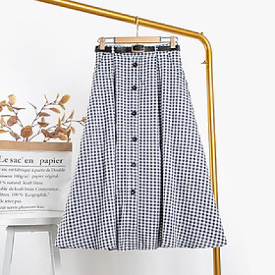  CHÂN VÁY CARO XẾP LY NÚT