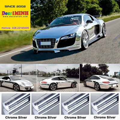 Decal trang trí ô tô chrome màu bạc/vàng tráng gương chống trầy dán xe cao cấp {Khổ lớn}