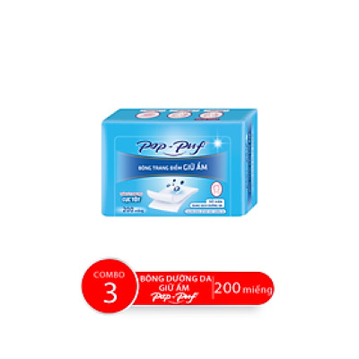 Combo Hộp Bông Dưỡng Da Giữ Ẩm POP-PUF Airlaid, 200 Miếng/Hộp