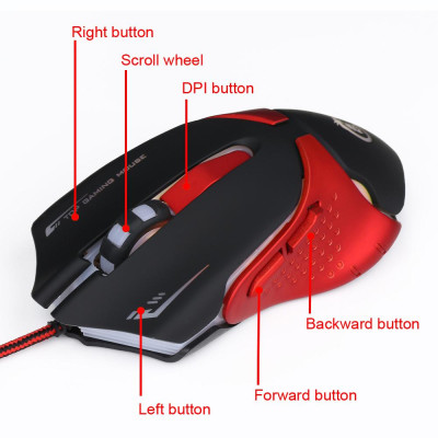 Chuột công thái học chơi game có thể điều chỉnh 3200 DPI,có dây USB
