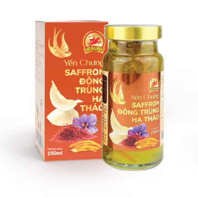 Yến chưng Saffron Đông trùng hạ thảo Healwa (150ml x 1 lọ) Tăng cường hệ miễn dịch Ngăn ngừa lão hóa da